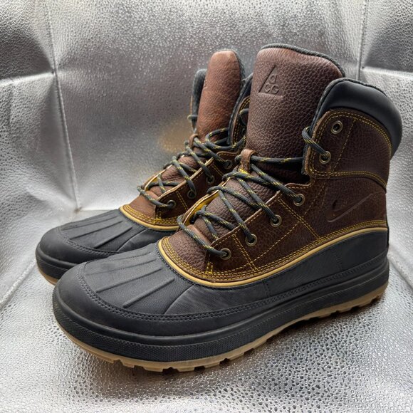 Size 10 Nike ACG Woodside II Dark Gold Leaf Black Brown Mens Boots 525393-770 - Picture 1 of 10